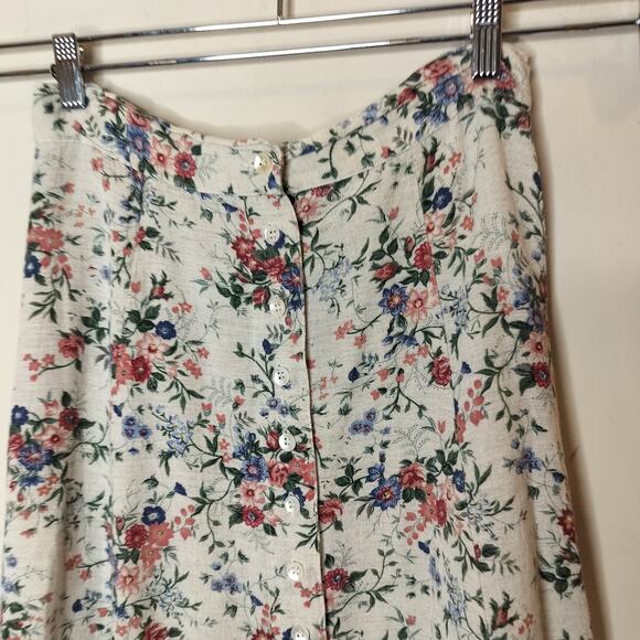 Lemon Grass Floral Maxi Skirt Button Front Elastic Waist - Picture 5 of 8